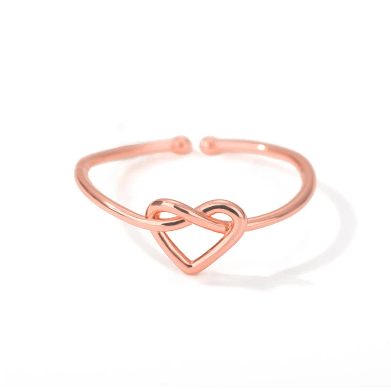 Stainless Steel Heart Rings For Women Lover Gold Color Open Female Ring Fashion Engagement Wedding Party Finger Jewelry Gift