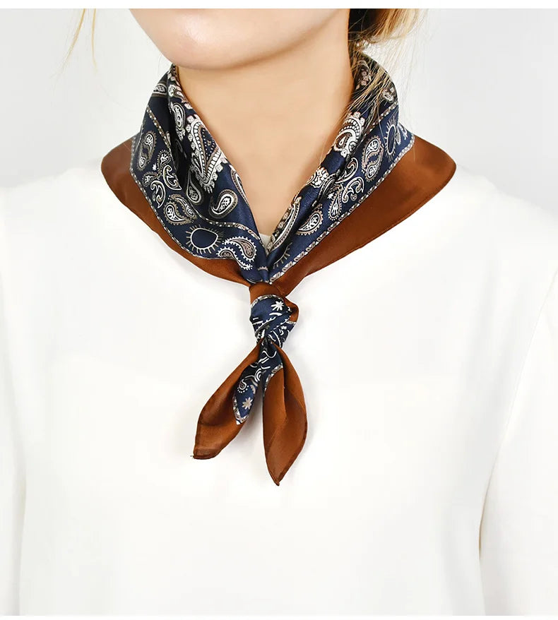 Fashion summer women silk scarves pure silk female warp printed cashew bandana headscarf foulard hijab scarf ladies gift