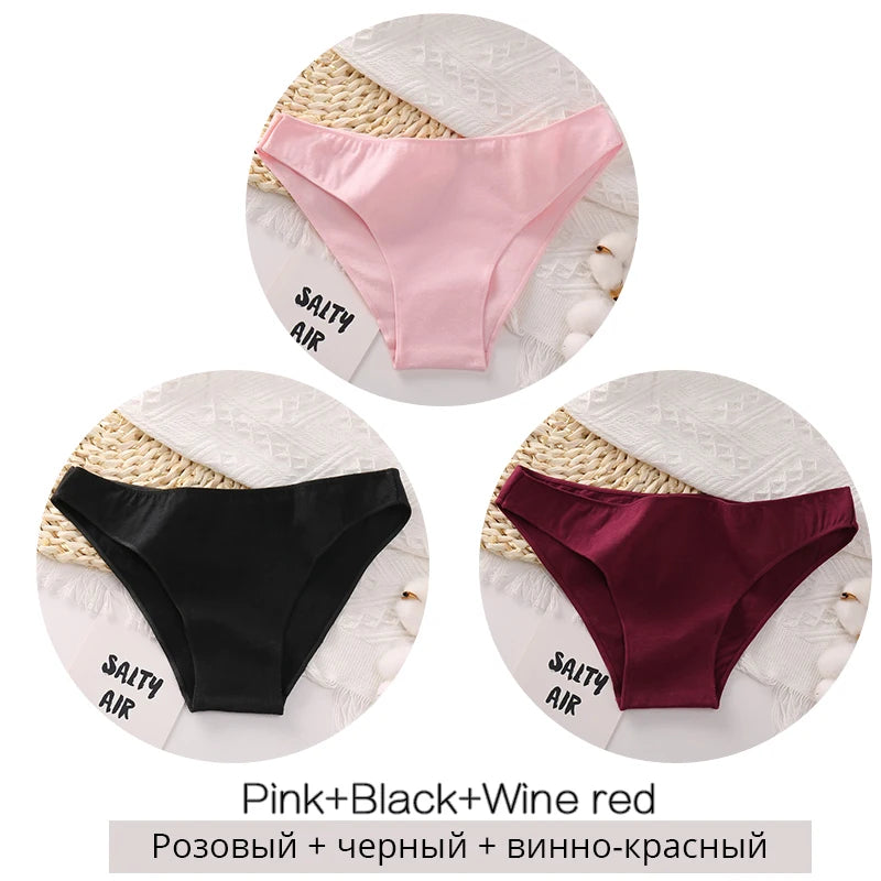 3PCS/Set Cotton Underwear Women M-2XL Comfortable Panties Ladies Plus Size Underpants Solid Color Briefs Female Lingerie