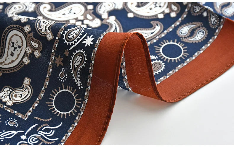 Fashion summer women silk scarves pure silk female warp printed cashew bandana headscarf foulard hijab scarf ladies gift