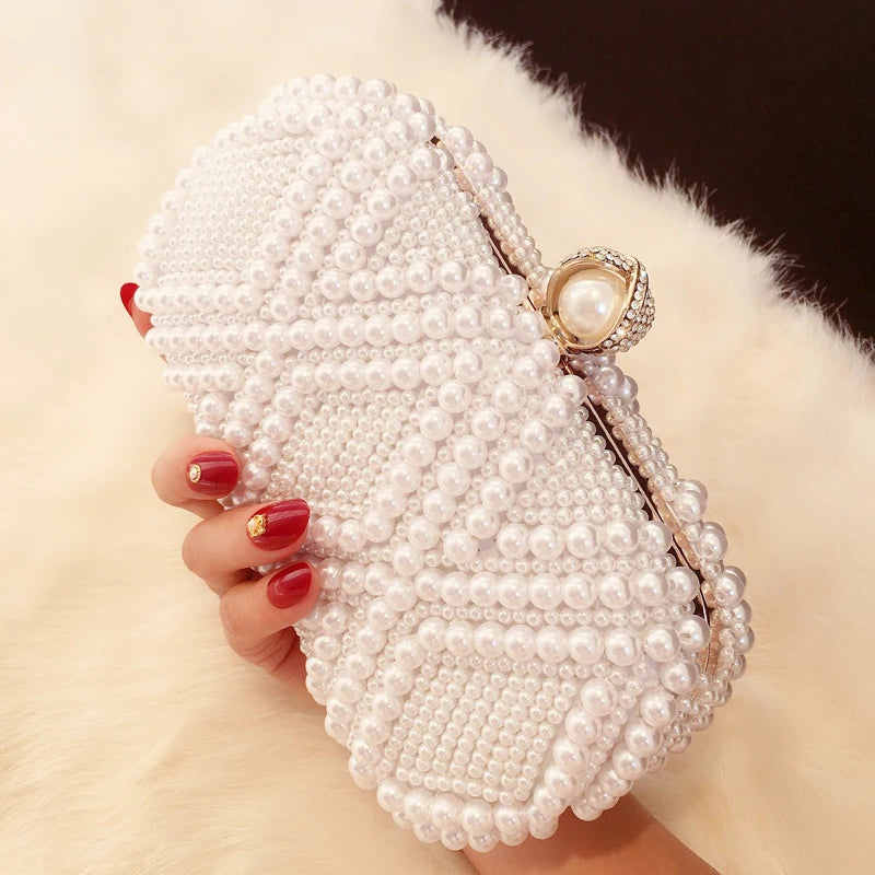 Pearl Clutch Bags Women Purse Ladies white Hand Bags Evening Bags for Party Wedding black Shoulder Bag Bolsa Feminina