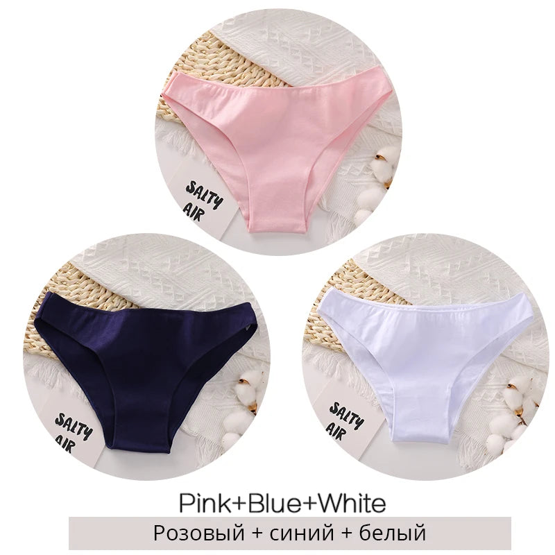 3PCS/Set Cotton Underwear Women M-2XL Comfortable Panties Ladies Plus Size Underpants Solid Color Briefs Female Lingerie