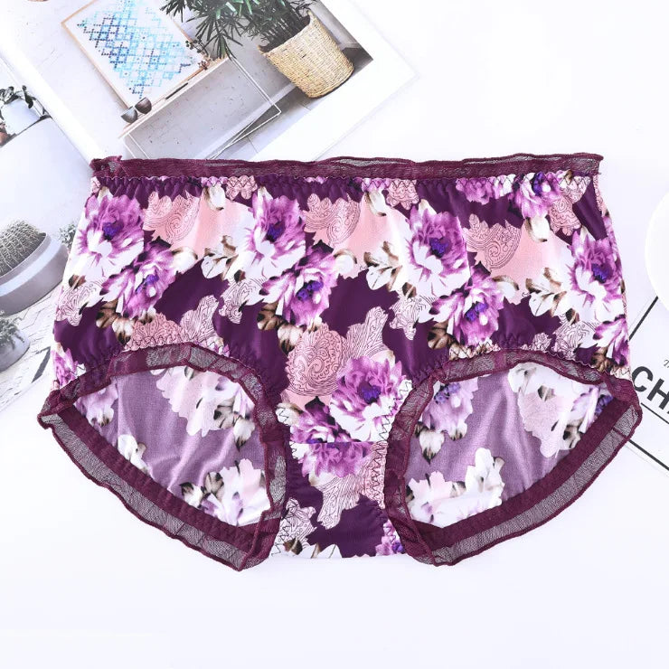 Women Big Size High Waist Panties Print Leopard Briefs Underwear Lady Sexy Lace Ruffles Seamless Camouflage Underpants Lingerie