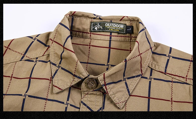 Summer Men's Plaid Shirt Short Sleeve Streetwear Pure Cotton Oversized Casual Shirts Men Clothing Hawaiian Shirt 5XL A2F5009