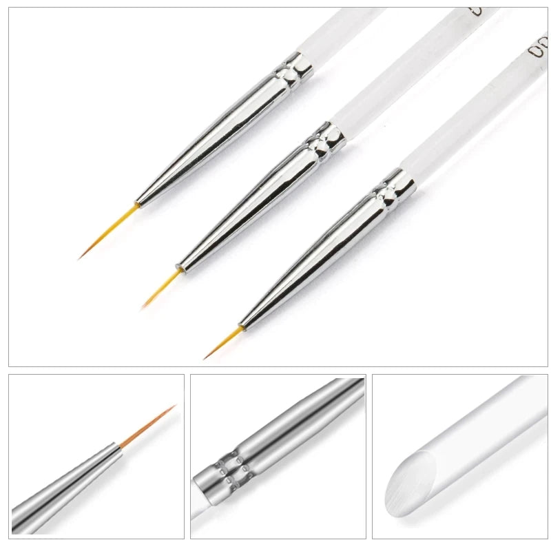 Nailart Pinselset Farbverlauf Linienmalerei Punktierstift-Kit Acrylgriff Gel-Nagellack Kristallpinsel Salon Nagel Maniküre Werkzeuge