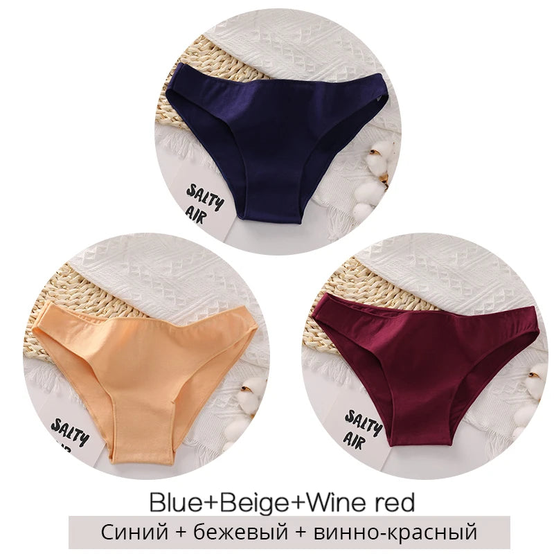 3PCS/Set Cotton Underwear Women M-2XL Comfortable Panties Ladies Plus Size Underpants Solid Color Briefs Female Lingerie