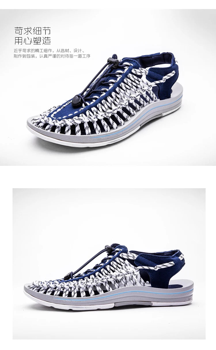 Men's Shoes High-quality Hand-woven Shoes Pull-on Outdoor Sandals Summer Soft Non-slip Gladiator Hiking Beach Platform Sandals