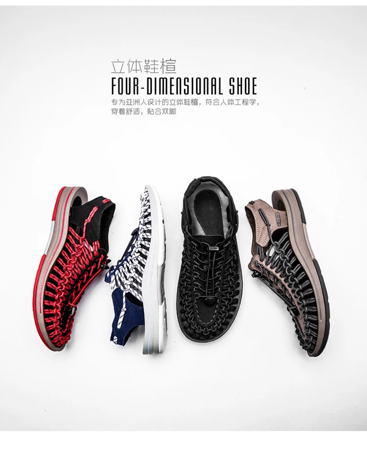 Men's Shoes High-quality Hand-woven Shoes Pull-on Outdoor Sandals Summer Soft Non-slip Gladiator Hiking Beach Platform Sandals
