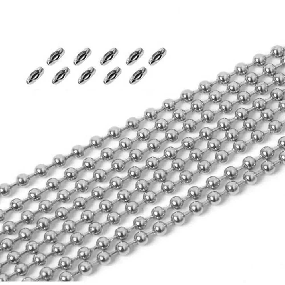 10pcs/lot 15-100cm Stainless Steel 2.4mm  Ball Chain Men Necklace Bracelet Keychain Trinket Dog Tag Jewelry Accessories Finding