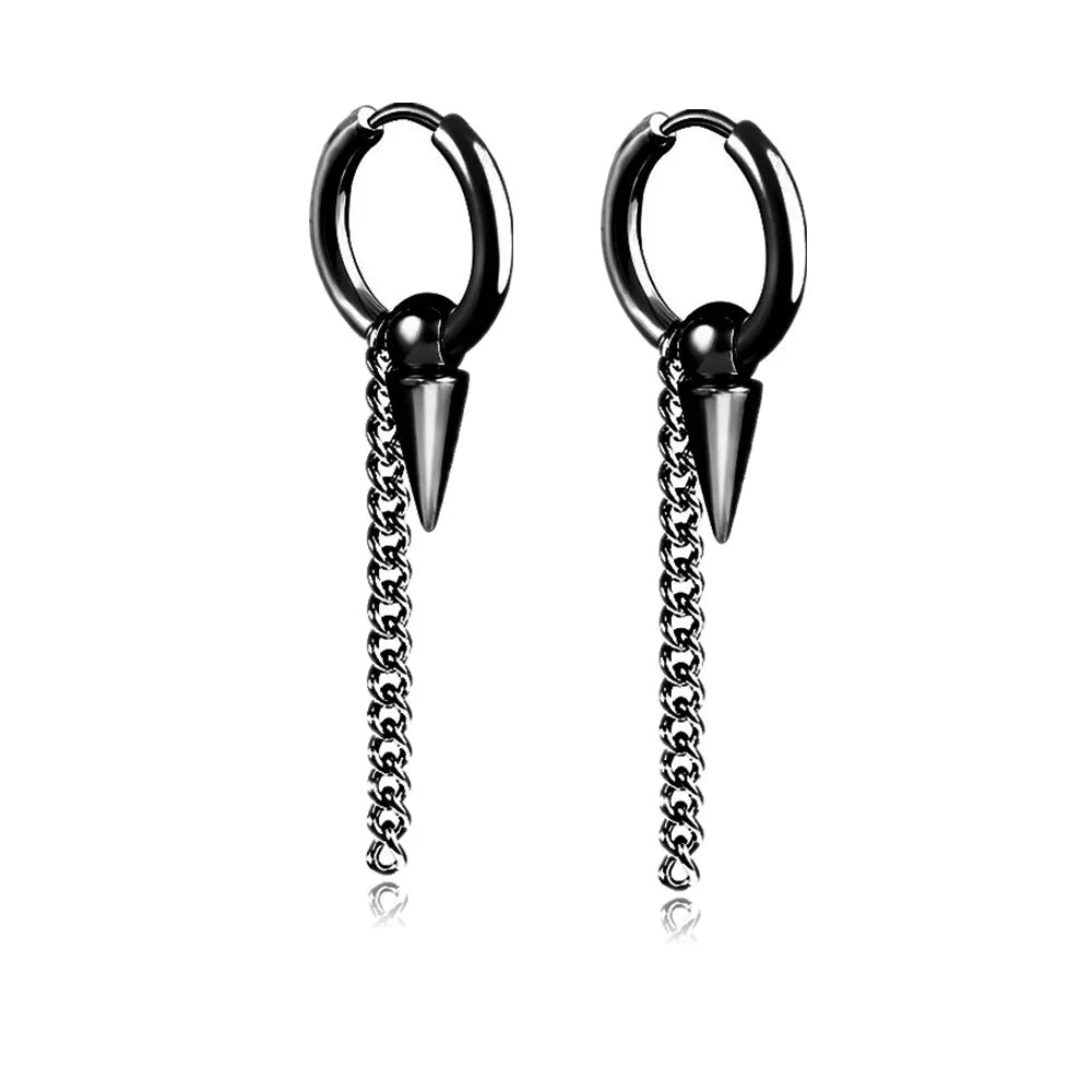 Black Punk Stainless Surgical Steel Stud Earrings For Men Women Small Vintage Hip Hop Ear Jewelry Accessories Earrings Wholesale
