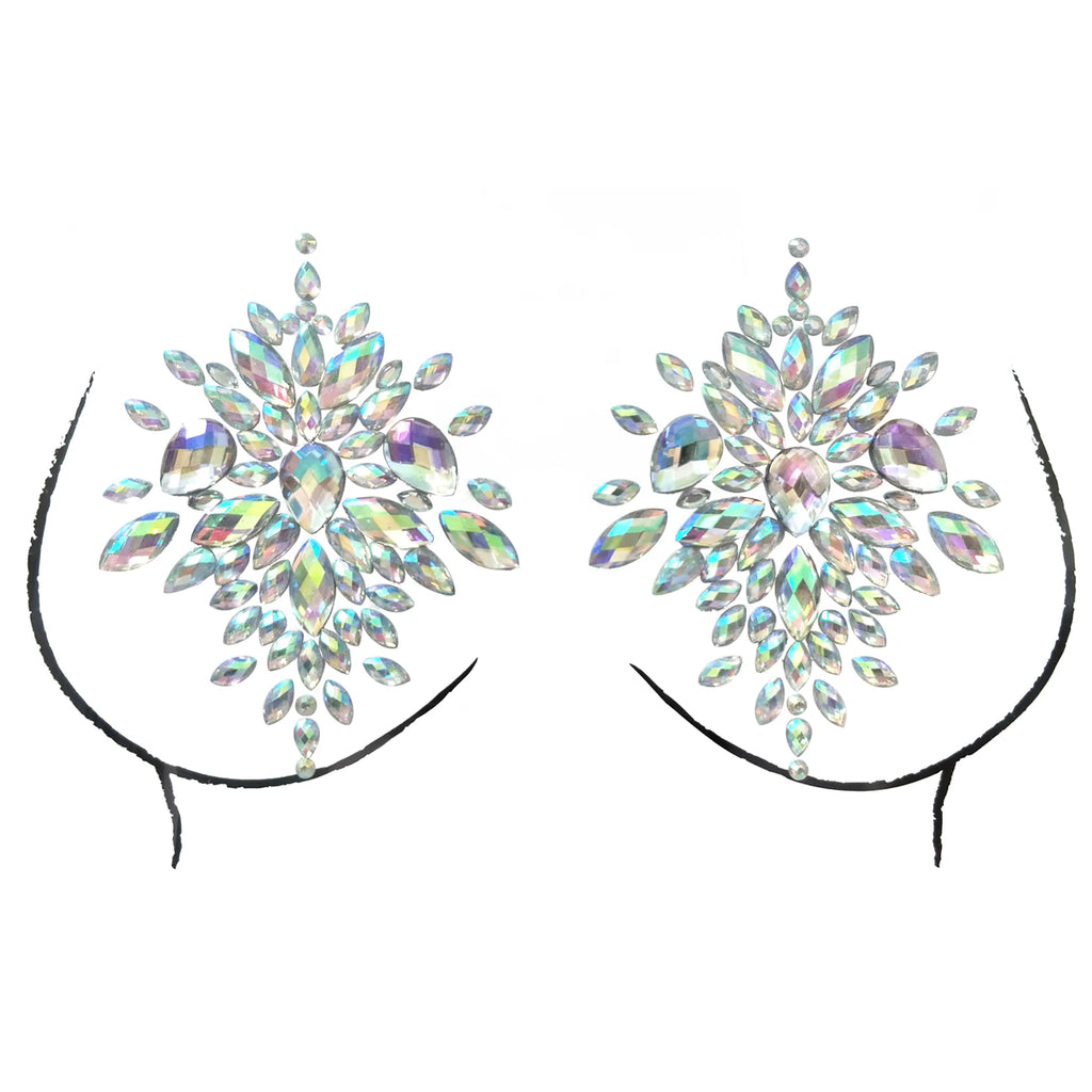 Body Jewelry Sticker Mardi Gras Crystal chest Sticker Rhinestone Body Sticker Temporary Tattoos for Women Music Rave Party