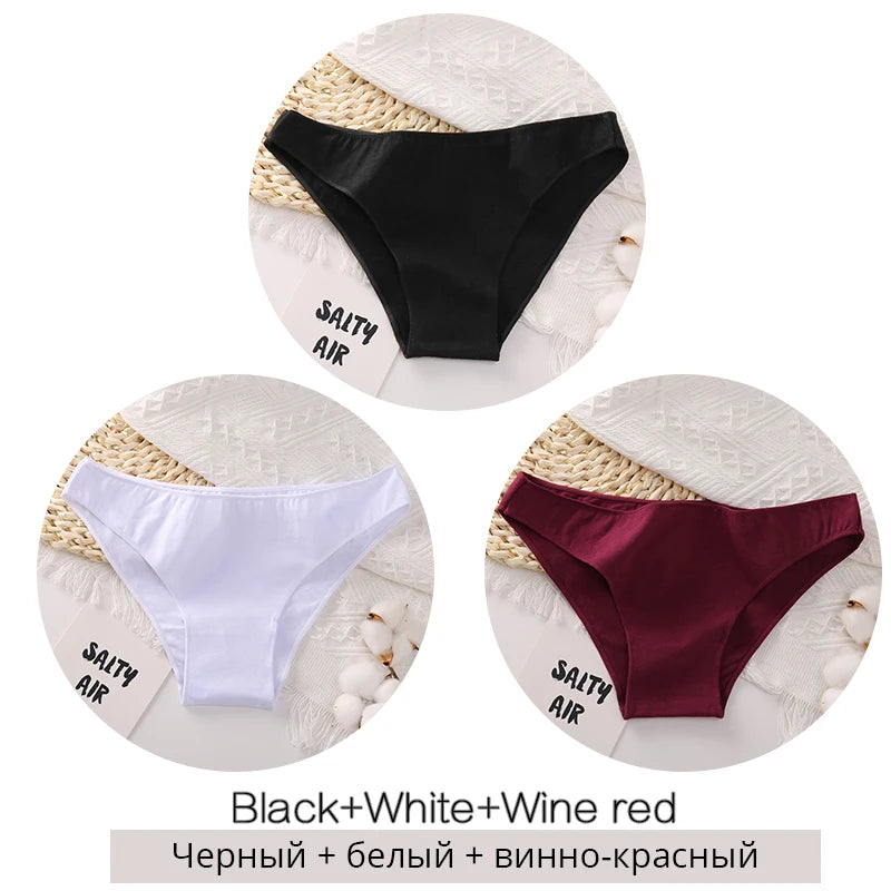 3PCS/Set Cotton Underwear Women M-2XL Comfortable Panties Ladies Plus Size Underpants Solid Color Briefs Female Lingerie