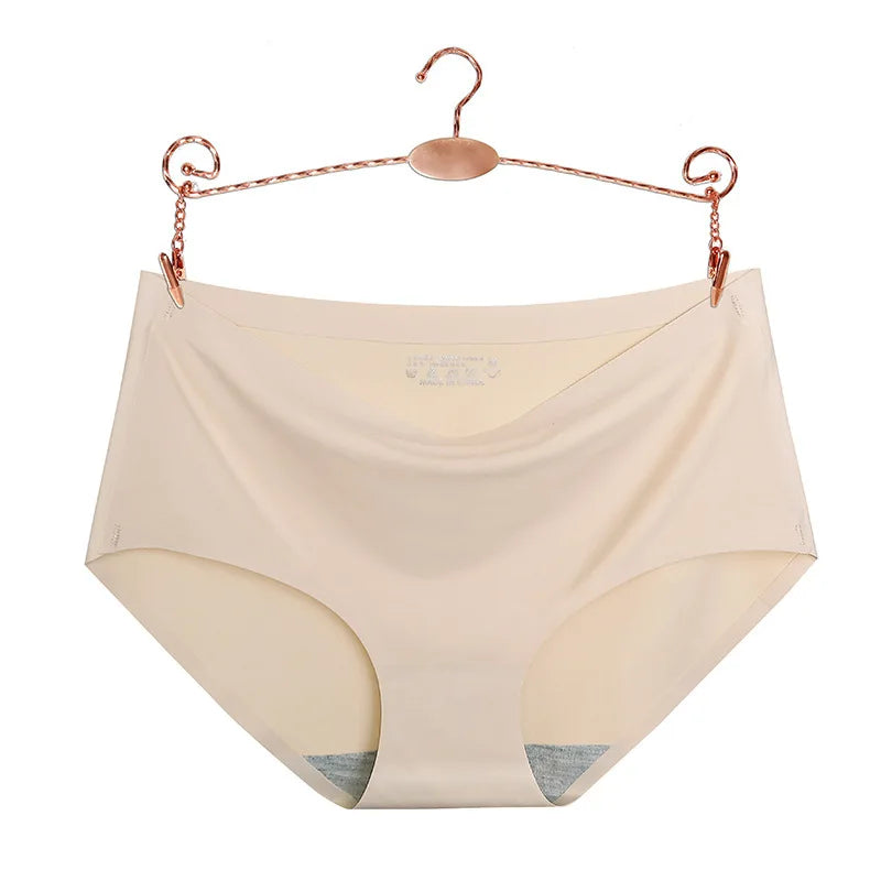 Underwear Women's Ice Silk Seamless High Waist Belly Lifting Buttocks Antibacterial Pure Cotton Crotch Girls Summer Thin