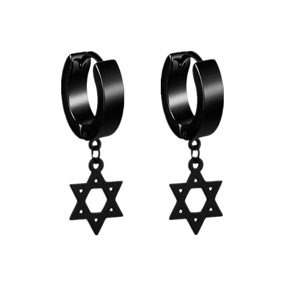 Black Punk Stainless Surgical Steel Stud Earrings For Men Women Small Vintage Hip Hop Ear Jewelry Accessories Earrings Wholesale