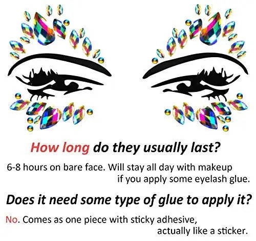 Body Jewelry Sticker Mardi Gras Crystal chest Sticker Rhinestone Body Sticker Temporary Tattoos for Women Music Rave Party