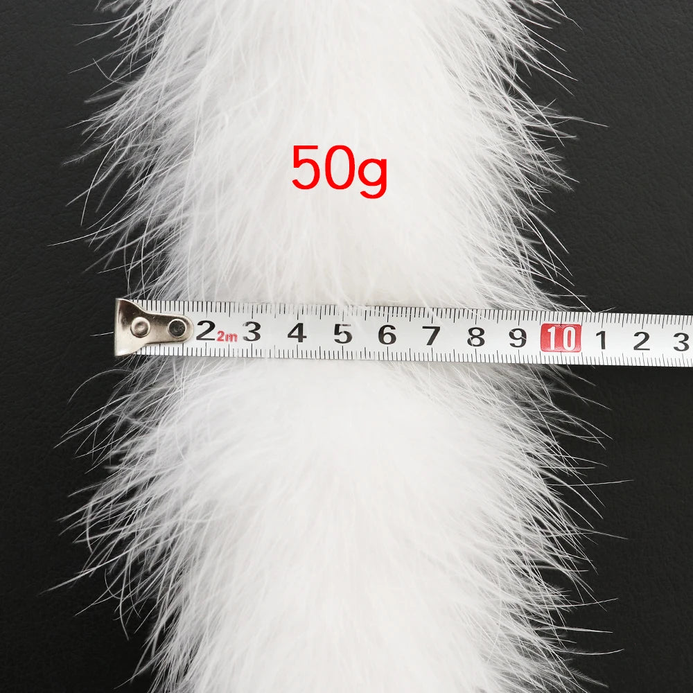 2 Meters Fluffy Marabou Feathers Boa Scarf White Feather On Ribbon Decoration Wedding Clothing Sewing Accessory 11-50 grams
