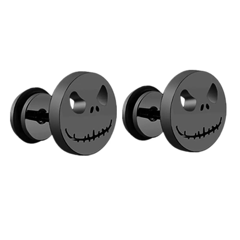 Black Punk Stainless Surgical Steel Stud Earrings For Men Women Small Vintage Hip Hop Ear Jewelry Accessories Earrings Wholesale