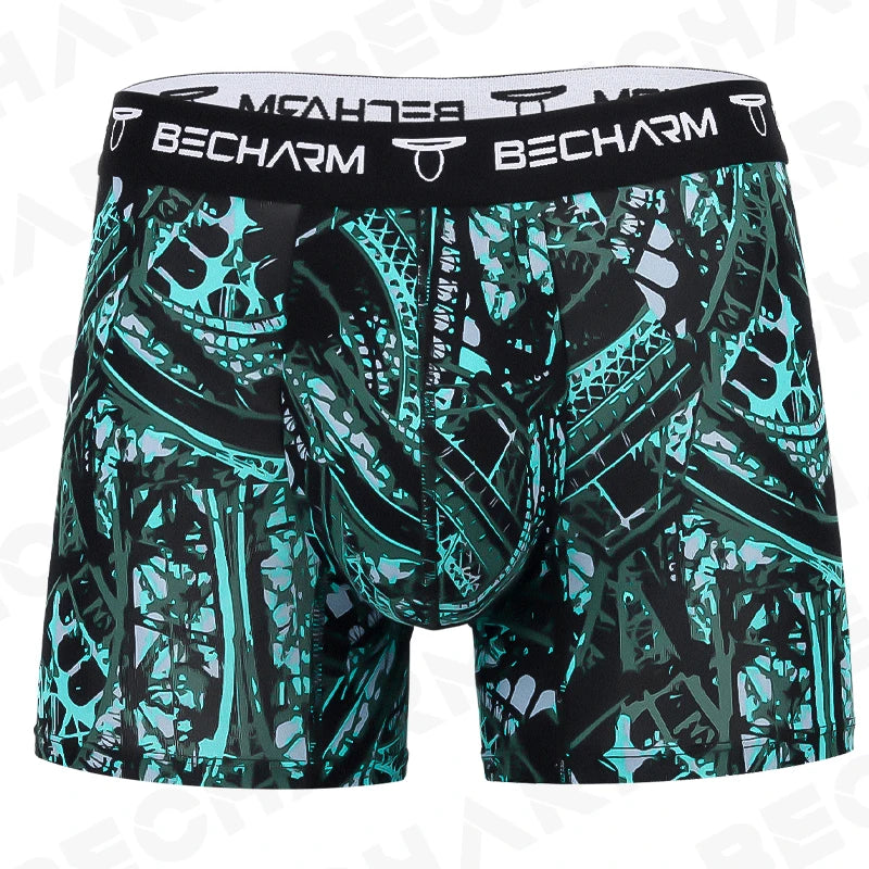 BeCharm Men's Underpants Boxers Shorts Printing Sexy Panties Male Briefs Set Boxer Men Cotton Plus Size Comfortable for Sports