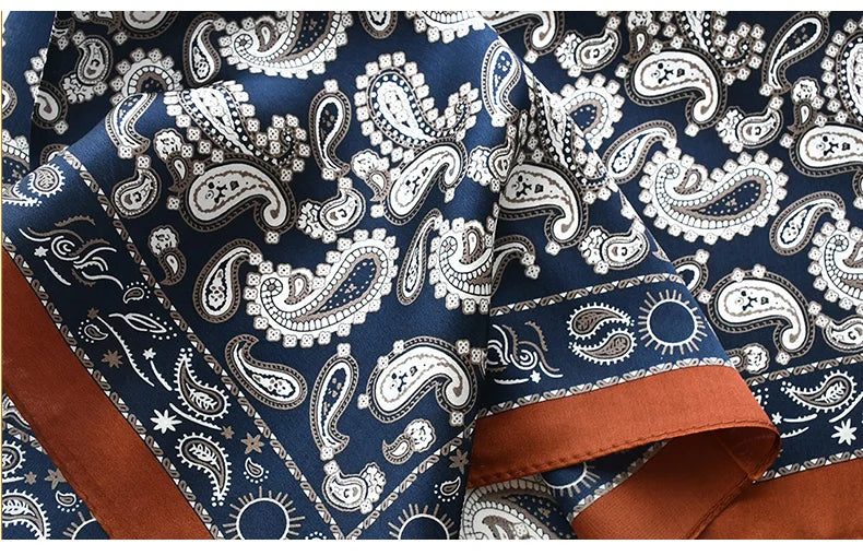 Fashion summer women silk scarves pure silk female warp printed cashew bandana headscarf foulard hijab scarf ladies gift