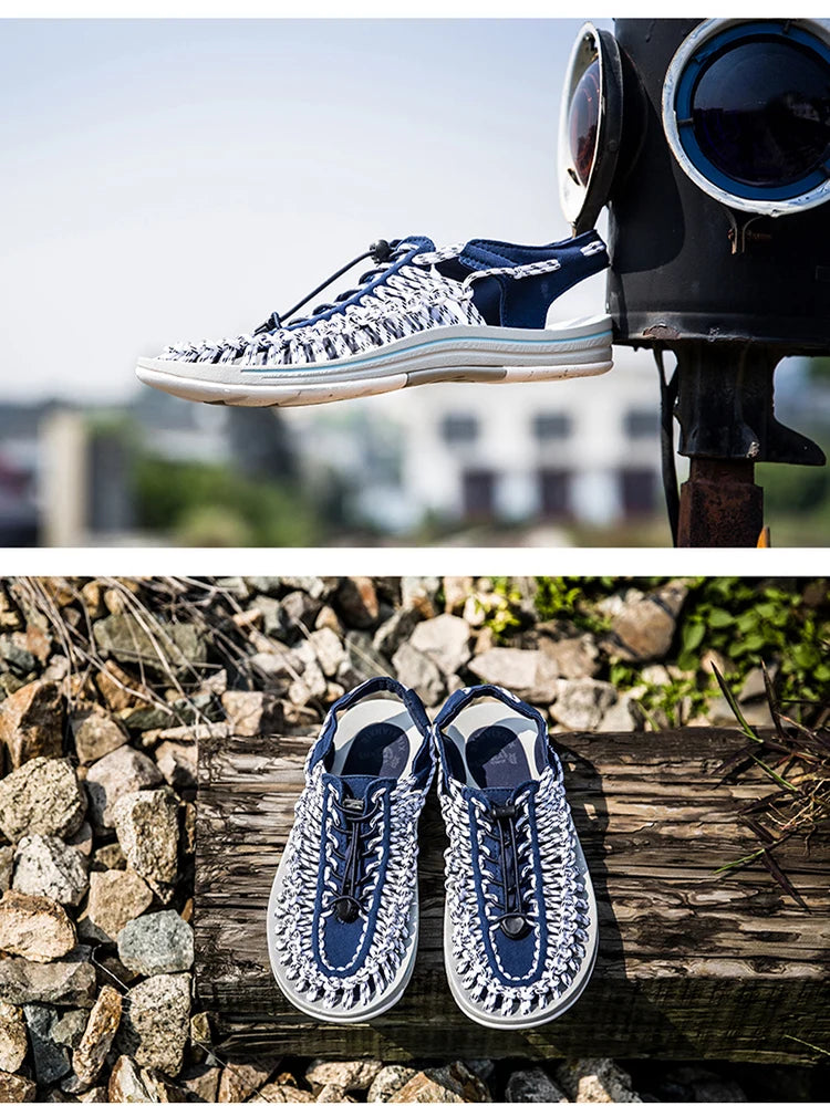 Men's Shoes High-quality Hand-woven Shoes Pull-on Outdoor Sandals Summer Soft Non-slip Gladiator Hiking Beach Platform Sandals