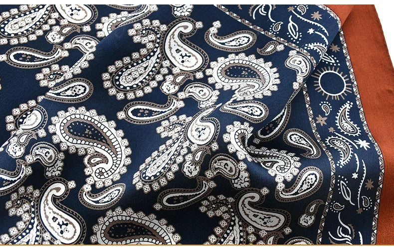 Fashion summer women silk scarves pure silk female warp printed cashew bandana headscarf foulard hijab scarf ladies gift