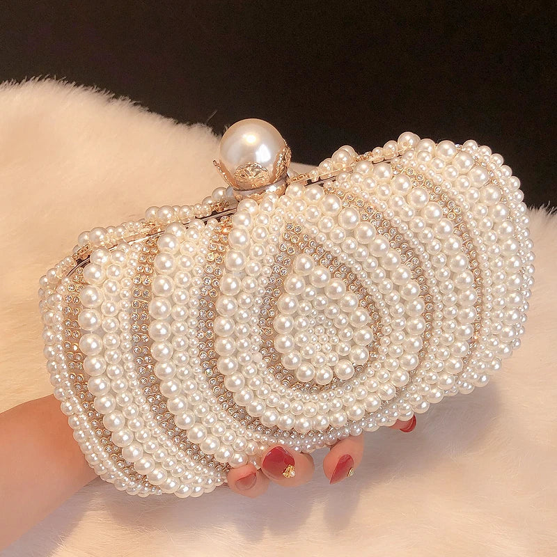 Pearl Clutch Bags Women Purse Ladies white Hand Bags Evening Bags for Party Wedding black Shoulder Bag Bolsa Feminina