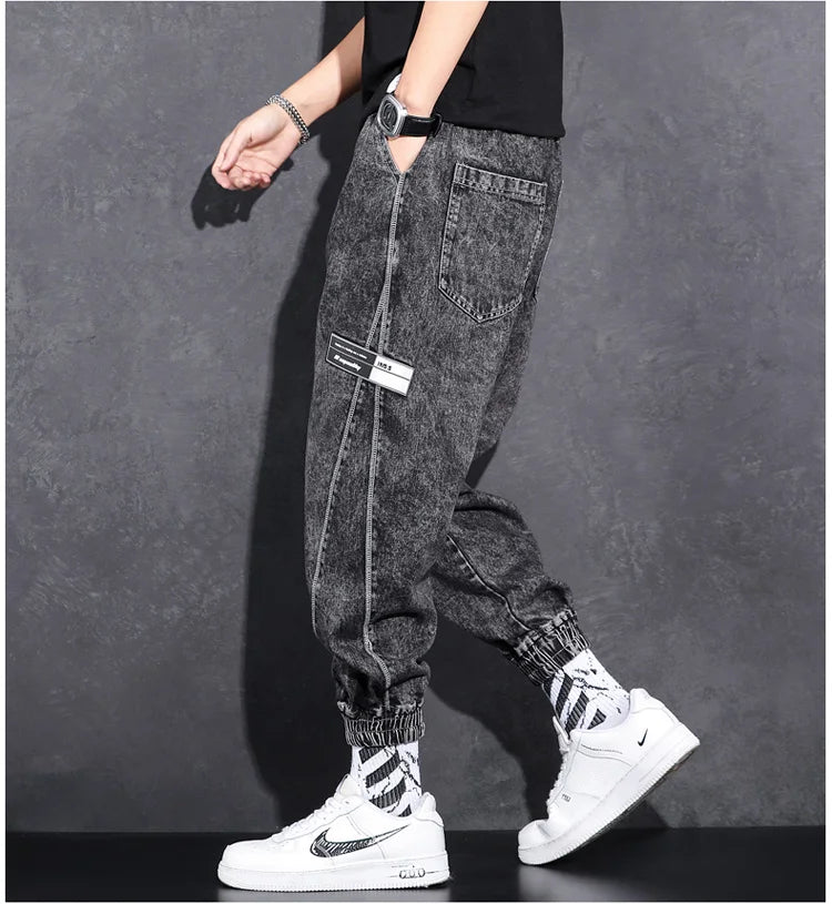 New Streetwear Hip Hop Cargo 2022 Pants Mens Jeans Elastic Waist Harem Pants Men Joggers Jeans Autumn and Spring Men Trousers
