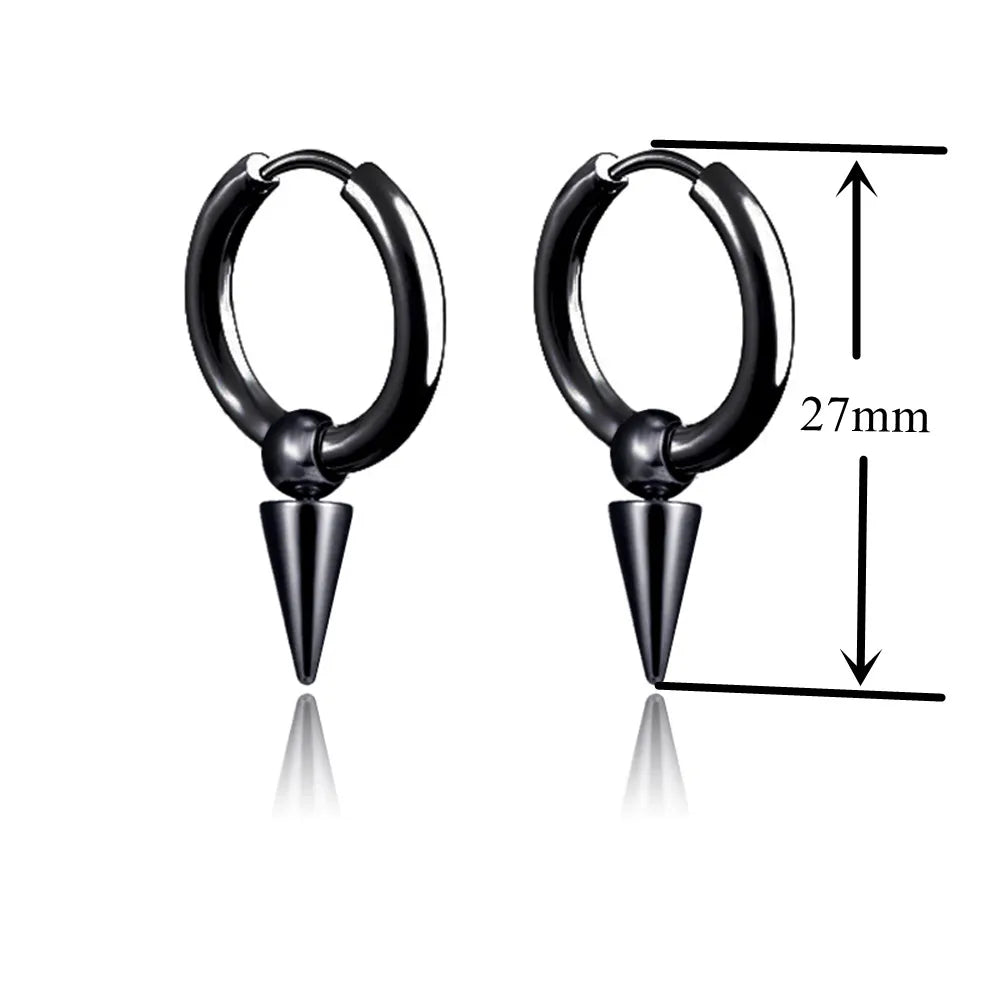 Black Punk Stainless Surgical Steel Stud Earrings For Men Women Small Vintage Hip Hop Ear Jewelry Accessories Earrings Wholesale