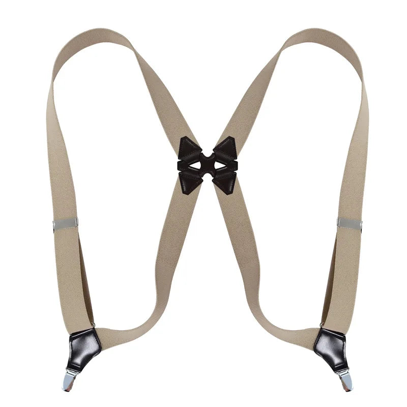 Hip-Clip Suspenders for Men Heavy Duty Big Tall 3.5cm 2 Clips Adjustable Elastic Trouser Braces Strap Belt Gifts for Dad Husband