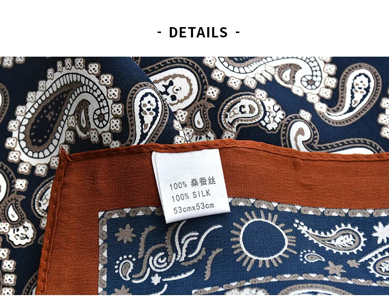 Fashion summer women silk scarves pure silk female warp printed cashew bandana headscarf foulard hijab scarf ladies gift