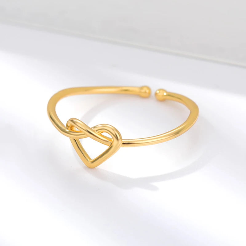 Stainless Steel Heart Rings For Women Lover Gold Color Open Female Ring Fashion Engagement Wedding Party Finger Jewelry Gift