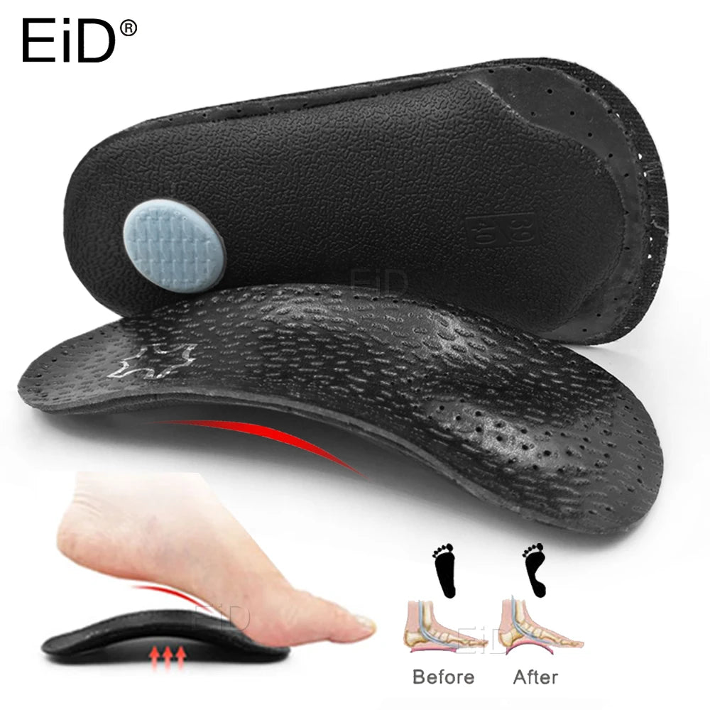 EiD 3/4 Leder orthopädische Schuheinlagen für Plattfüße Fußgewölbestütze orthopädische Schuheinlegesohle Einlegesohlen für Herren und Damen Fußpflege
