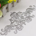 Gold Embroidered Patches Iron On Flower Vintage Diy Trims Shiny Metallic Gold And Silver  20.5cm*10cm