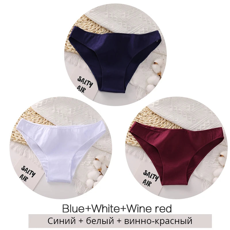 3PCS/Set Cotton Underwear Women M-2XL Comfortable Panties Ladies Plus Size Underpants Solid Color Briefs Female Lingerie