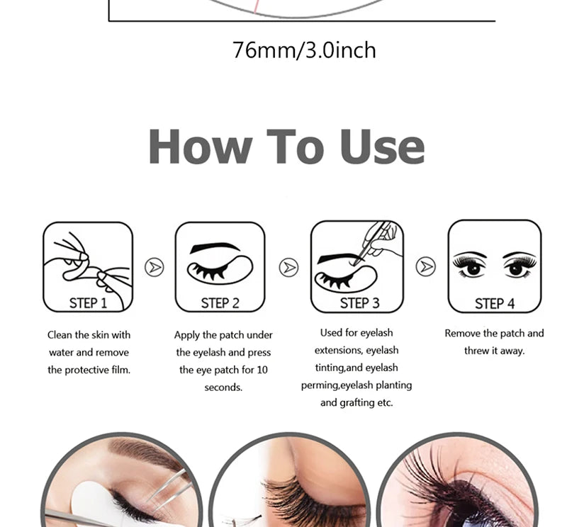 50 Paar Hydrogel-Augenpads Unter-Augen-Pads Wimpernverlängerungsgel-Sticker für Wimpernveredelung Schönheitswerkzeuge