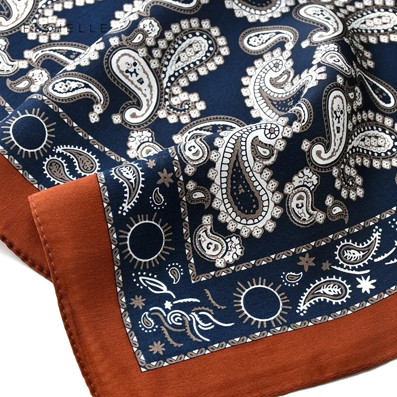 Fashion summer women silk scarves pure silk female warp printed cashew bandana headscarf foulard hijab scarf ladies gift