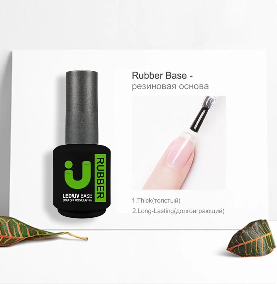 Rubber Base and Top Coat Gel Nail Polish uv 15ml Semi Permanent Base for Gel Varnish Manicure Matte Top Coats Nail Primer Gellac