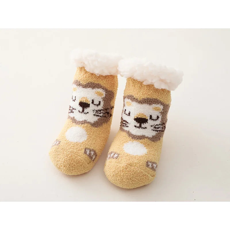 Cute Winter Baby Cartoon Christmas Socks Thicken Cotton Warm Newborn Kids Floor Sock Non-Slip Children Socks For 0-4 Years