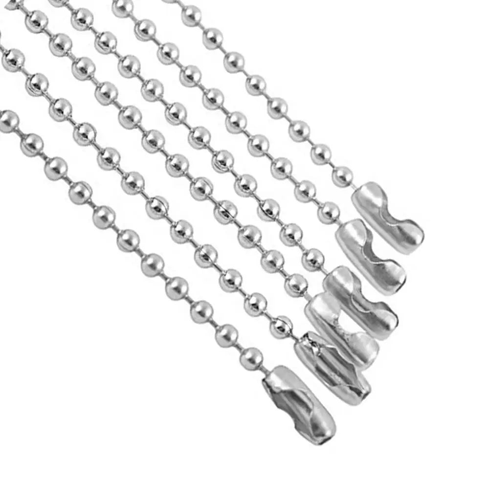 10pcs/lot 15-100cm Stainless Steel 2.4mm  Ball Chain Men Necklace Bracelet Keychain Trinket Dog Tag Jewelry Accessories Finding