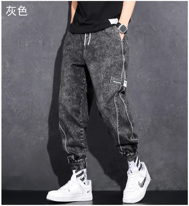 New Streetwear Hip Hop Cargo 2022 Pants Mens Jeans Elastic Waist Harem Pants Men Joggers Jeans Autumn and Spring Men Trousers
