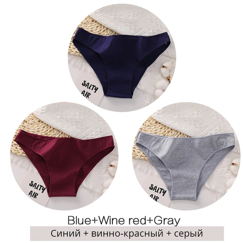 3PCS/Set Cotton Underwear Women M-2XL Comfortable Panties Ladies Plus Size Underpants Solid Color Briefs Female Lingerie