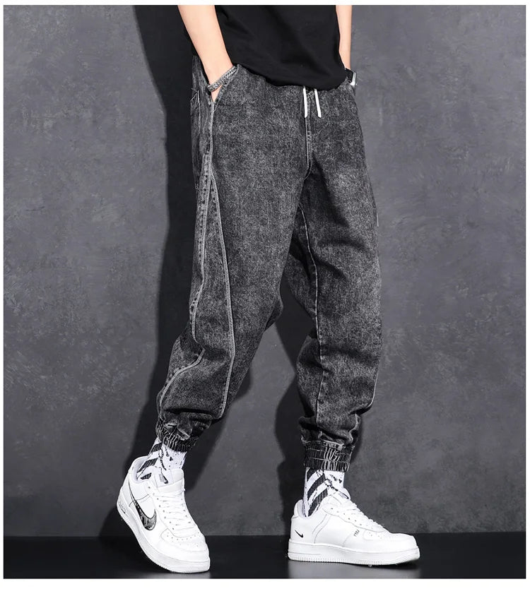 New Streetwear Hip Hop Cargo 2022 Pants Mens Jeans Elastic Waist Harem Pants Men Joggers Jeans Autumn and Spring Men Trousers