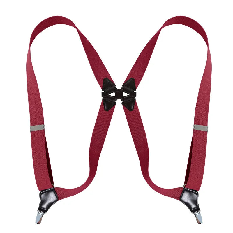 Hip-Clip Suspenders for Men Heavy Duty Big Tall 3.5cm 2 Clips Adjustable Elastic Trouser Braces Strap Belt Gifts for Dad Husband