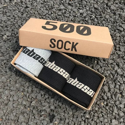 3 Pairs/Box Socks Men Crew Male Street Kanye West Hip Hop Match Basketball Fuzzy Socks Men Women Fashion Socks Gifts for Men