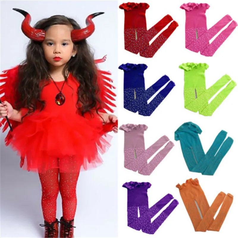 3-9Years Girls Pantyhose Rhinestone Stretchy Bottom Pants Long Fishnet Legging For Girls Cool Wild Peal Bottoms Tights Stockings