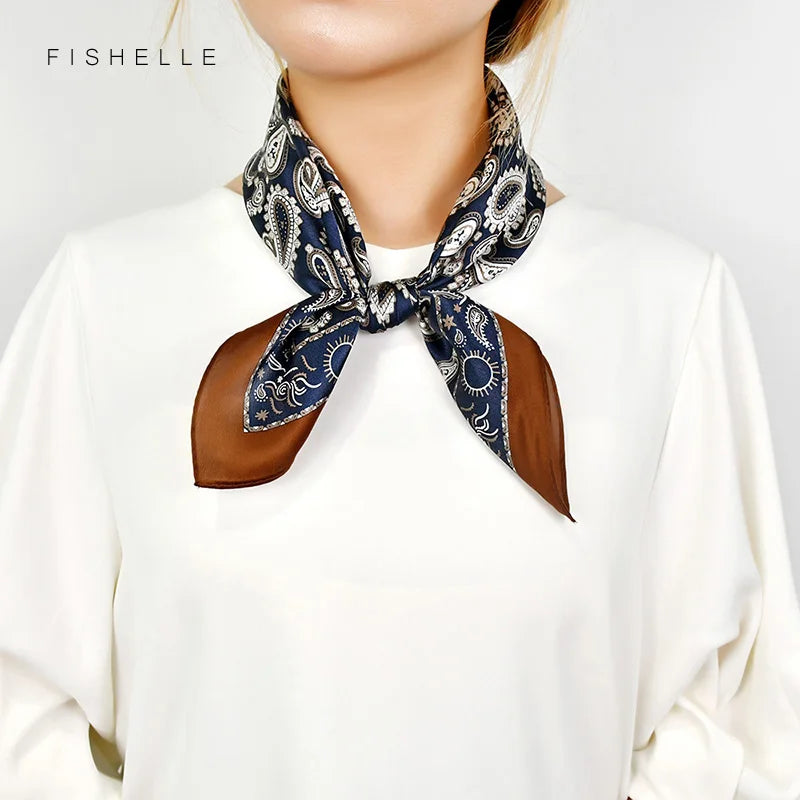 Fashion summer women silk scarves pure silk female warp printed cashew bandana headscarf foulard hijab scarf ladies gift