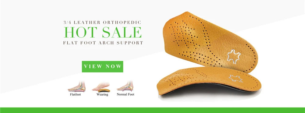 EiD 3/4 Leder orthopädische Schuheinlagen für Plattfüße Fußgewölbestütze orthopädische Schuheinlegesohle Einlegesohlen für Herren und Damen Fußpflege