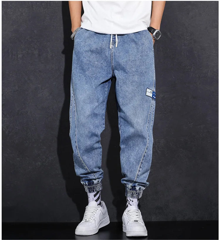 New Streetwear Hip Hop Cargo 2022 Pants Mens Jeans Elastic Waist Harem Pants Men Joggers Jeans Autumn and Spring Men Trousers