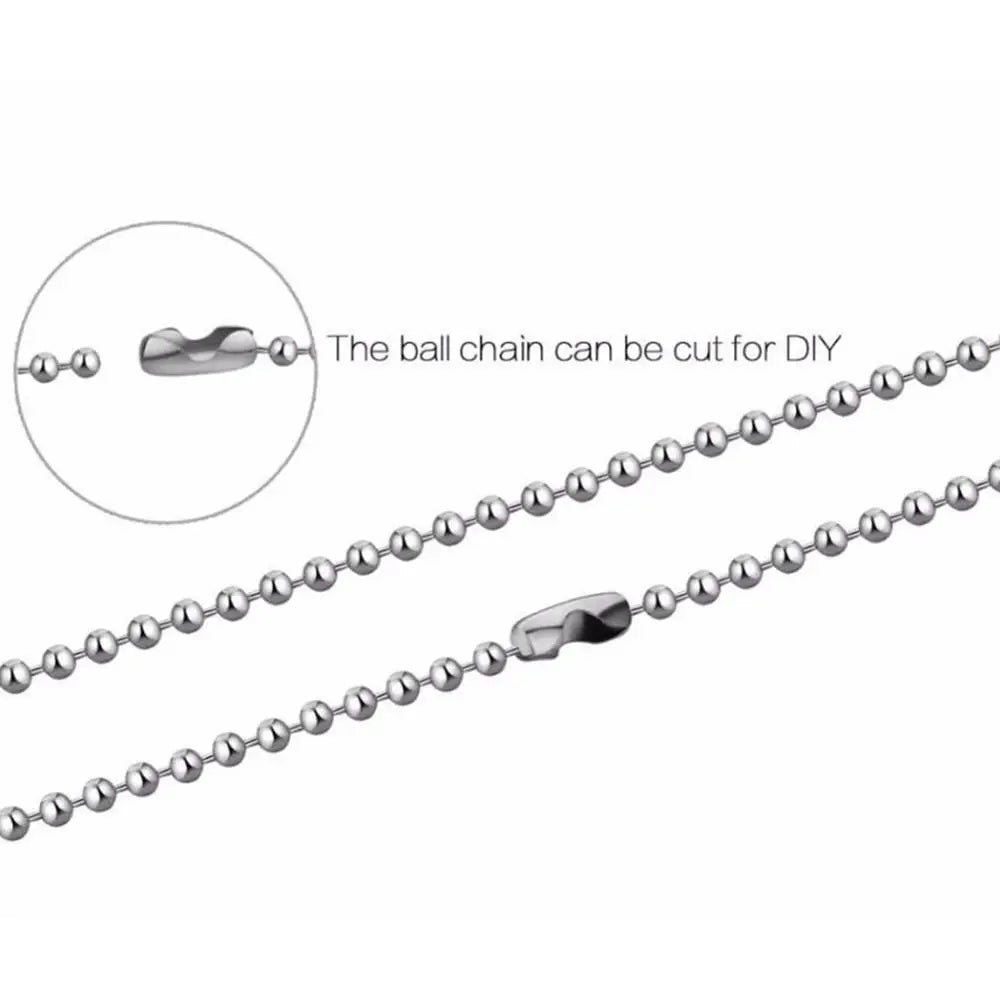 10pcs/lot 15-100cm Stainless Steel 2.4mm  Ball Chain Men Necklace Bracelet Keychain Trinket Dog Tag Jewelry Accessories Finding
