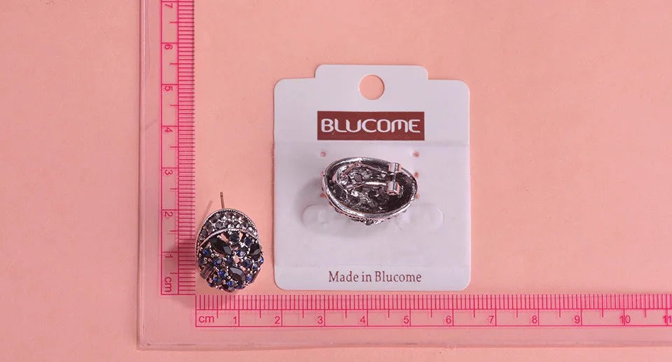 Blucome Vintage Stud Earrings For Women Girls French Hooks Max Brincos Ouro Joias Full Crystal Turkish Jewelry Retro Pendientes